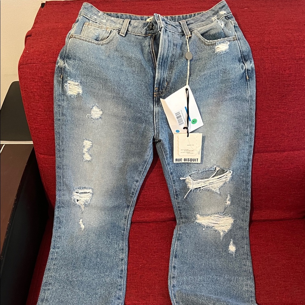 Women's Blue Distressed Jeans
